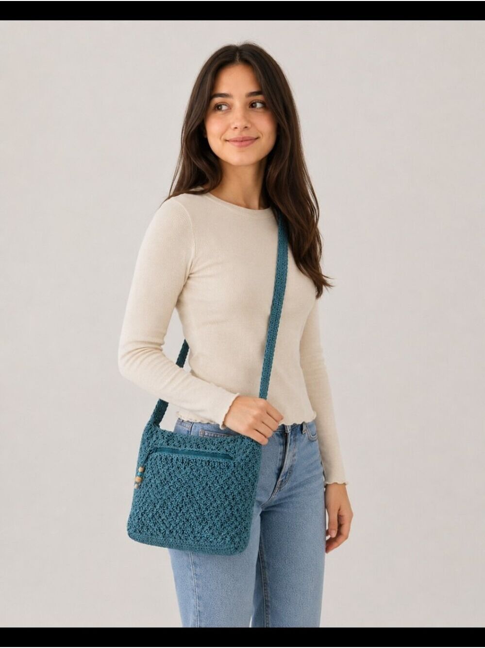 Liz Claiborne WomensCasualClassics TurquoiseCrocheted Purse Bag ❤️ - Picture 8 of 8